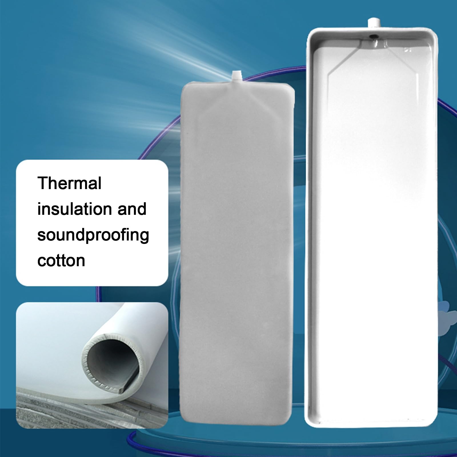 Bandeja de drenaje de condensado galvanizado con manguera de drenaje de 2 m, salida lateral, kit universal para sistemas de aire acondicionado dividido y bomba de calor (71 x 24 cm)