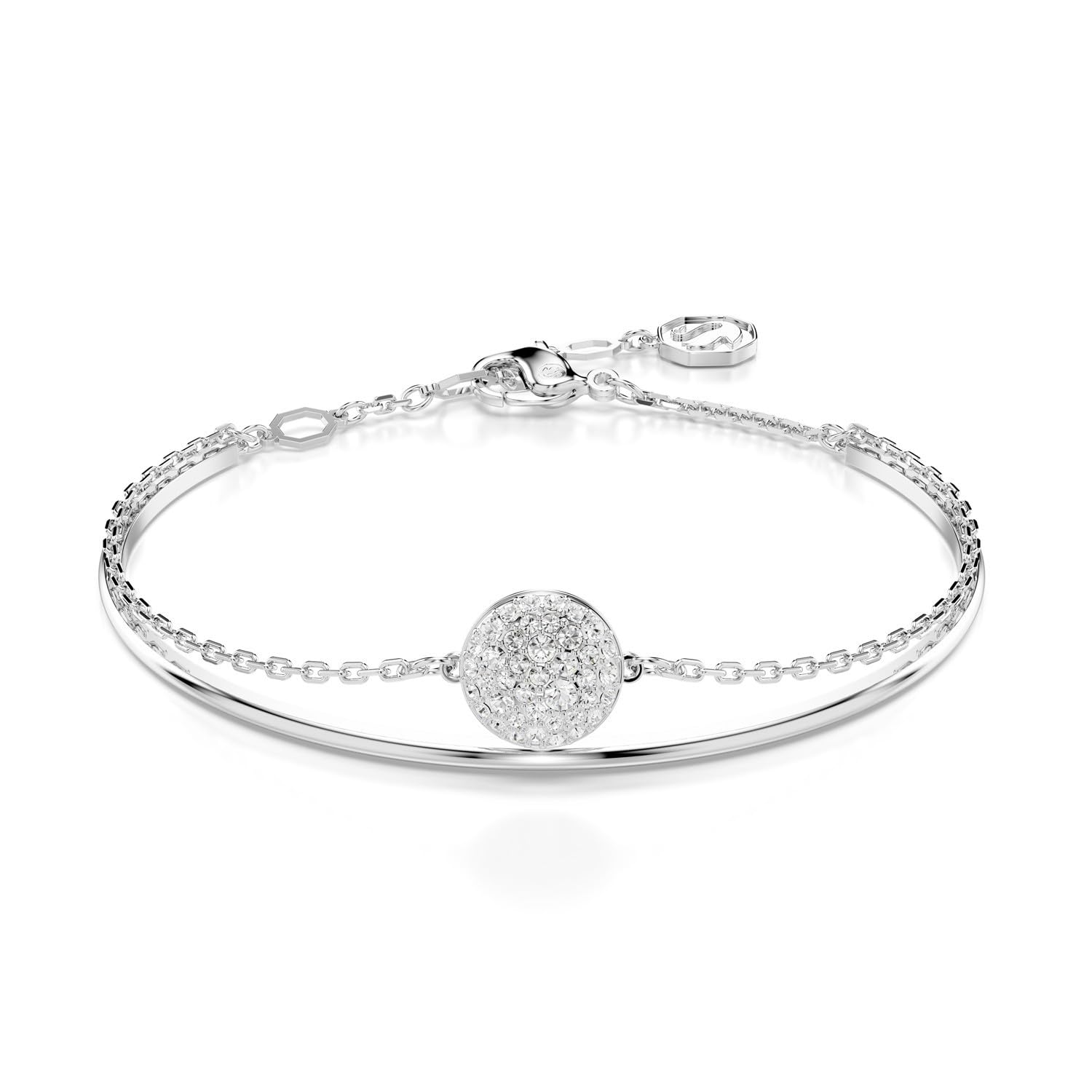 SwarovskiSublima Bangle, White, Rhodium Plated