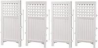 Suncast 4-Panel Outdoor Privacy Screen Enclosure - Durable Resin Wicker Panels Hide AC Units, Garbage Cans - White Freestanding Fence