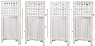 Suncast 4-Panel Outdoor Screen Enclosure - Freestanding Wicker Resin Reversible Panel Outdoor Screen - Perfect for Concealing Garbage Cans, Air Conditioners - White (4-Panels)