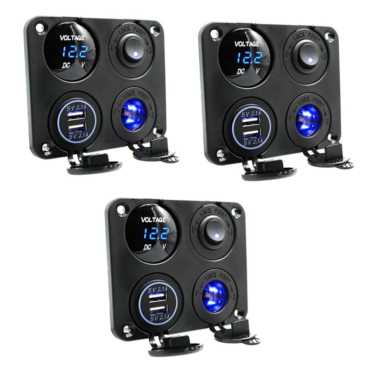 Gatuida Voltmetro USB 3 Pezzi 4 1 Presa Auto Accendisigari Auto Interruttore Dell'auto Presa Di Ricarica Usb Presa Per Caricabatteria Da Auto Caricabatterie Voltmetro