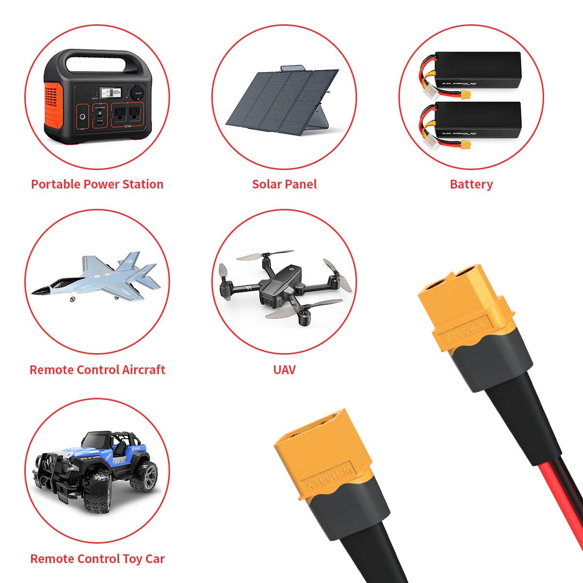 ELFCULB Adaptateur XT60 Vers Anderson 12 AWG - Câble 1,8m XT60 Mâle Pour Panneaux Solaires Et Centrales Énergie Portables