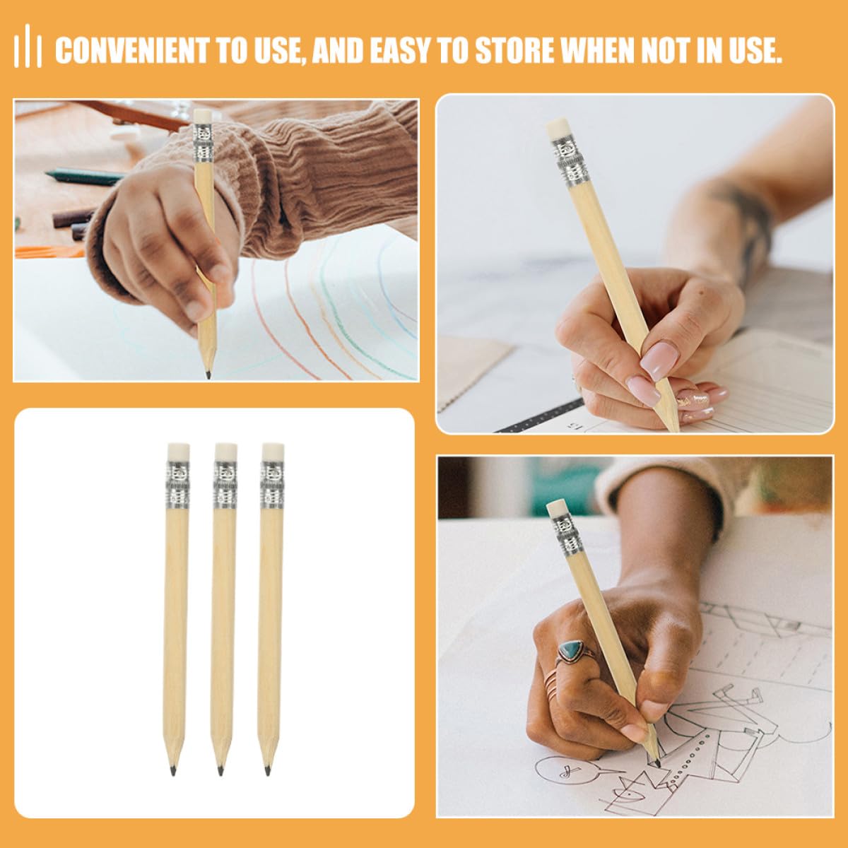 Crayons Courts en Bois Naturel 10 Cm avec Gomme, Mini Crayons de Golf Ronds 200 Pièces, Accessoire Golf Portable pour Score et Usage Scolaire ou Bureau