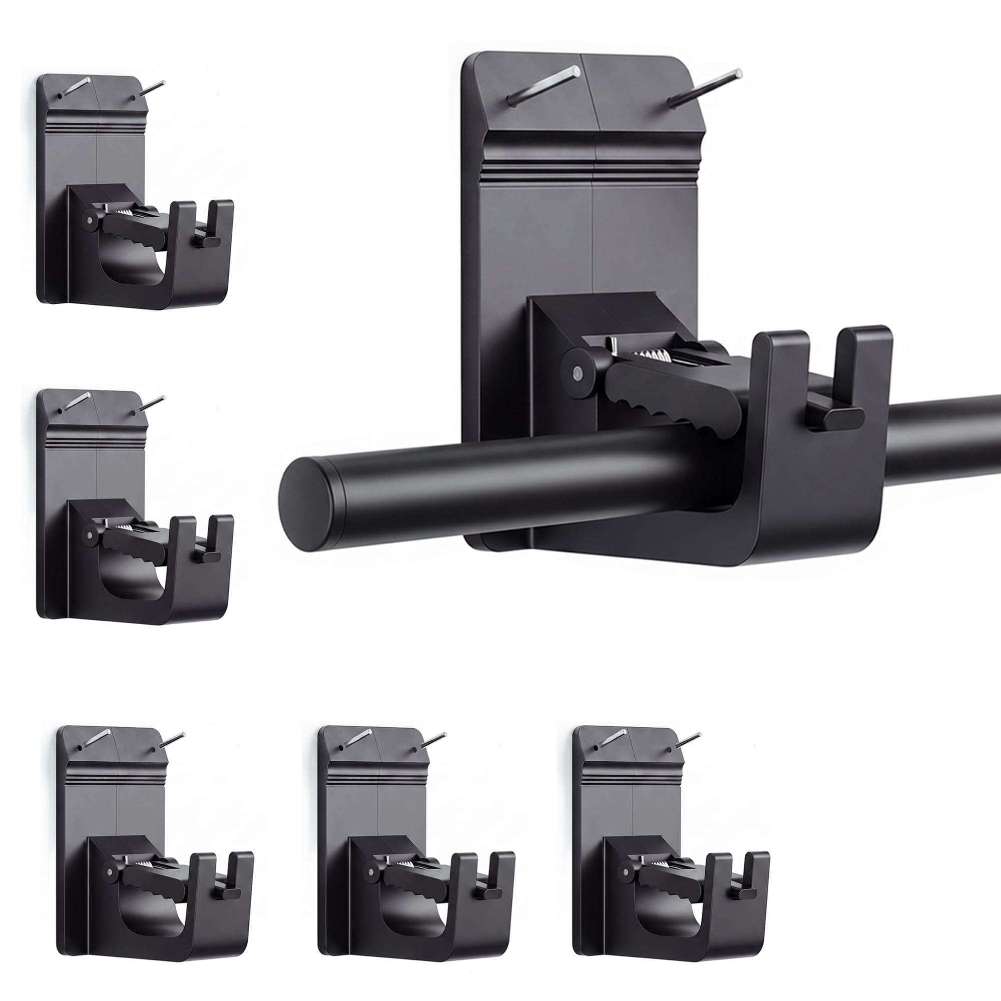 6-Pack No Drill Curtain Rod Brackets, 30+ LB Load Adhesive Rod Holders