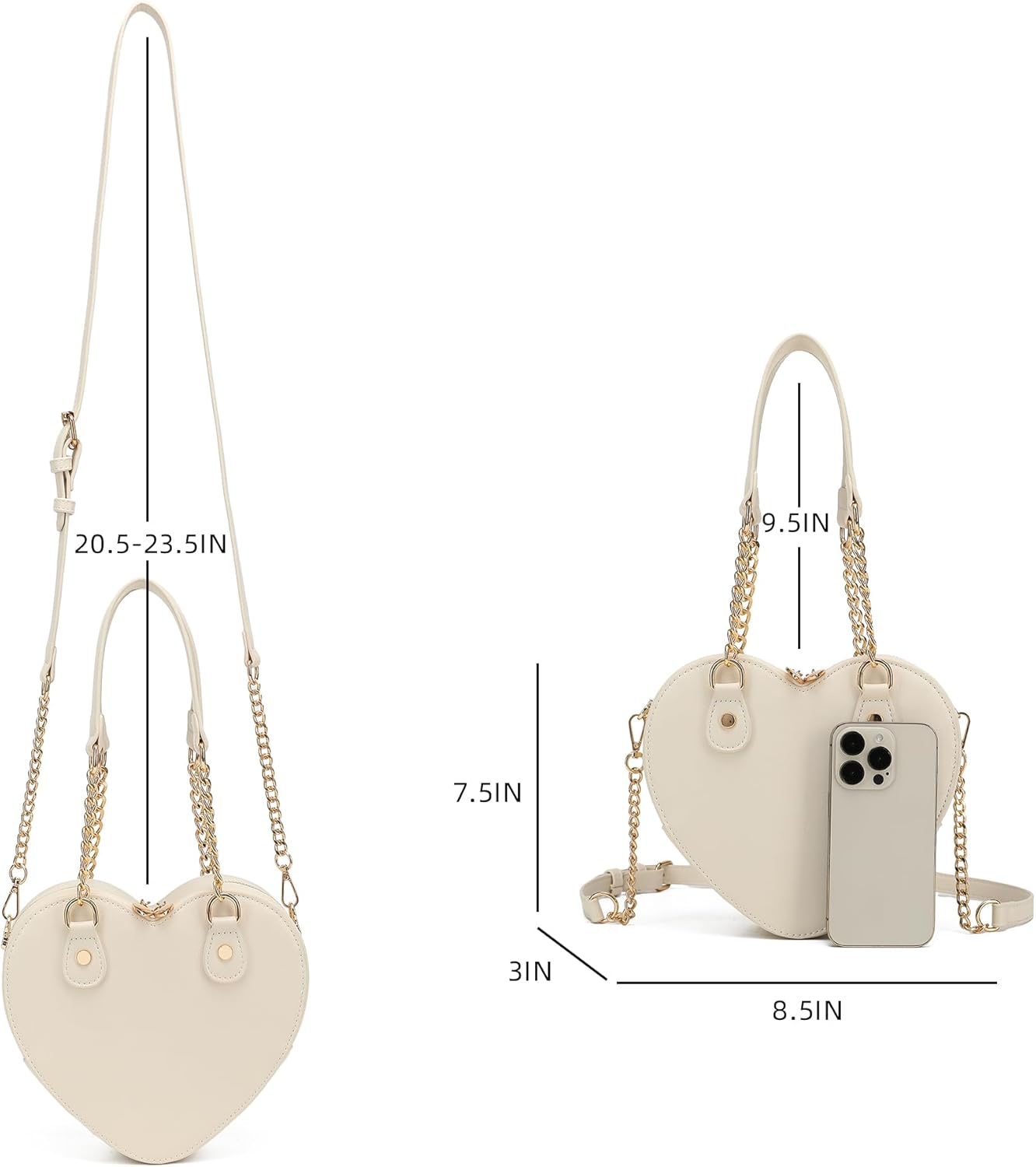 lola mae Heart Shape Crossbody Bag Zip Around Shoulder Handbag - Image 3