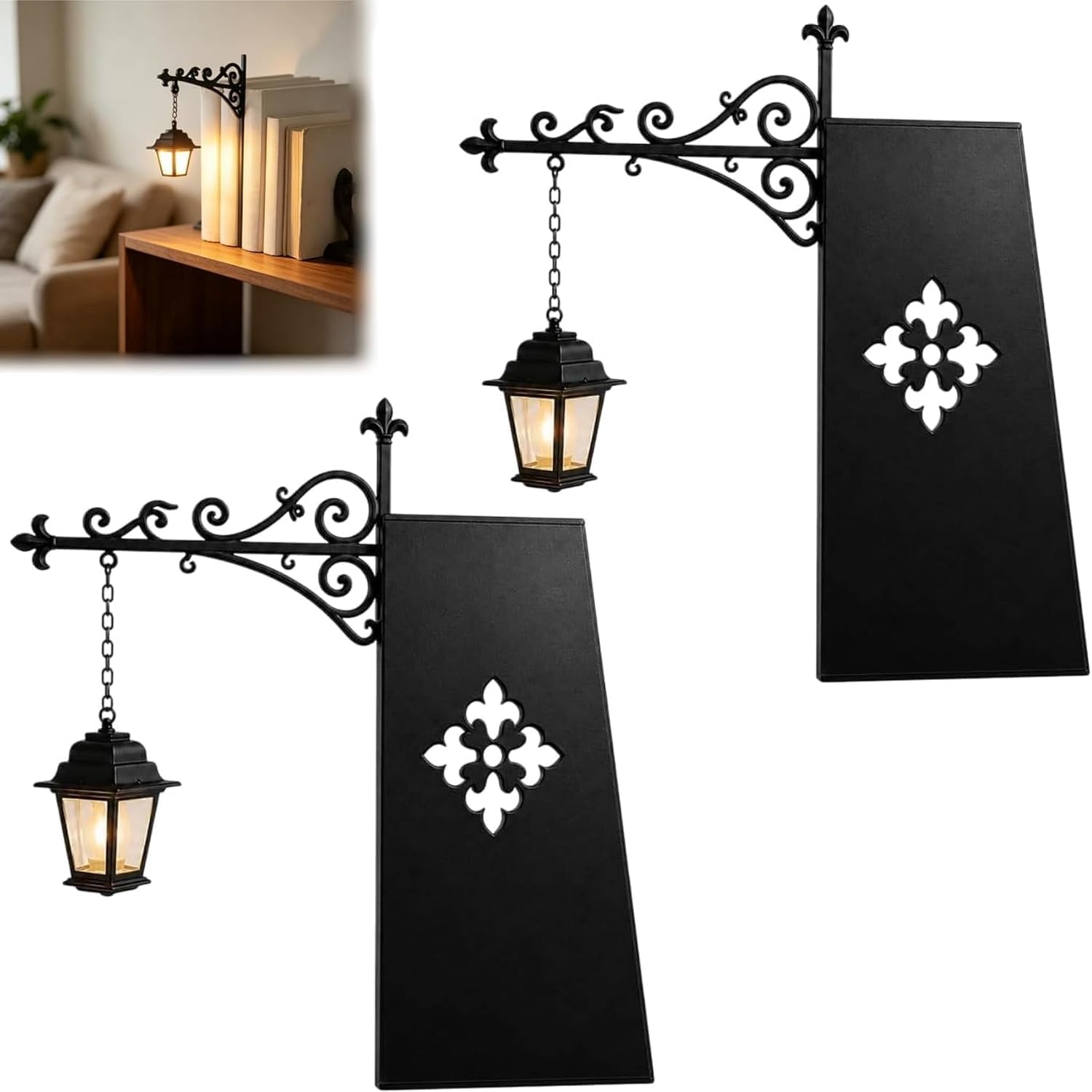 Library Lantern – Decorative Bookshelf Lighting, Vintage Reading Nook LED Nightlight, Portable Insertable Shelf Lighting Hanging Ornament Decor for Home Desk Study, Gift for Book Lovers