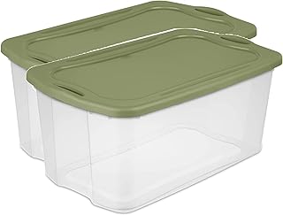 120 Quart Clear Carry Storage Bin 2-Pack, Green Extra Large Plastic Orga...