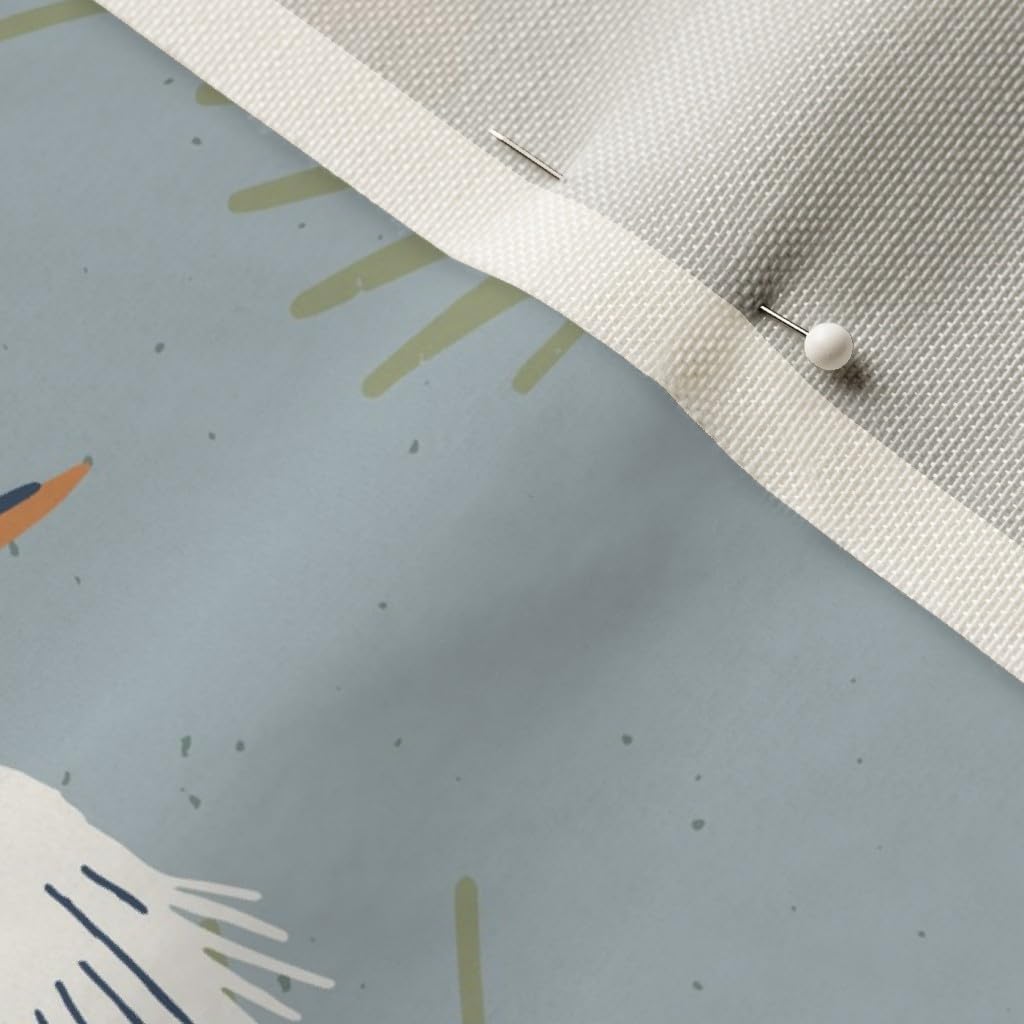 Spoonflower Fabric - Coastal Cranes Bird Vintage Blue Nature Preppy Crane Printed on Upholstery Velvet Fabric Fat Quarter - Upholstery Home Decor Bottomweight Apparel