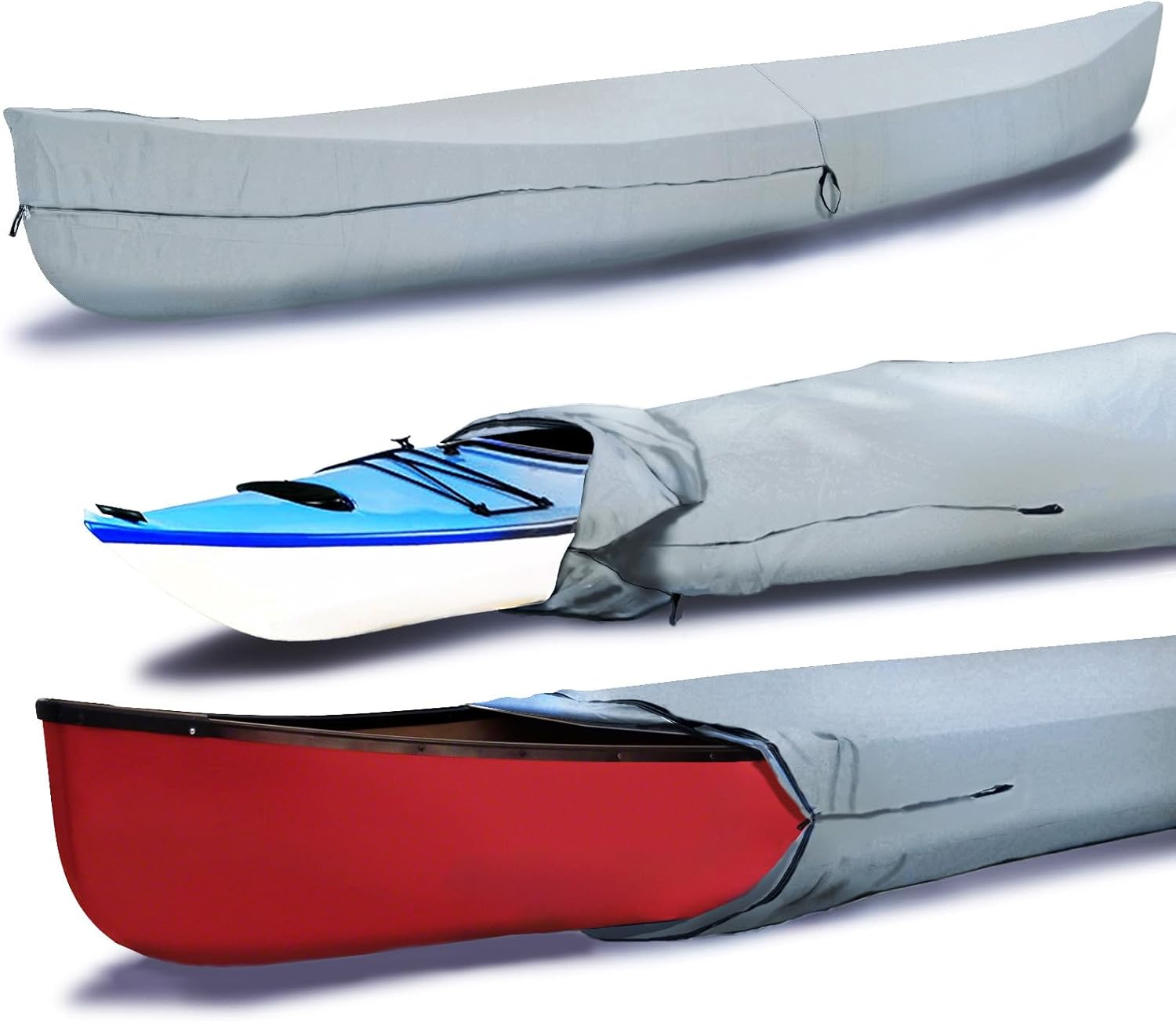 Canoe Cover Kayak Cover; Waterproof UV Resistant Marine Grade Polyester Canoe Kayak Boat Storage Cover fits 15 ft-16 ft Long, 116 Inches Girth Gray Color Canoe Cover Kayak Cover; Waterproof UV Resistant Marine Grade Polyester Canoe Kayak Boat Storage Cover fits 15 ft-16 ft Long, 116 Inches Girth Gray Color