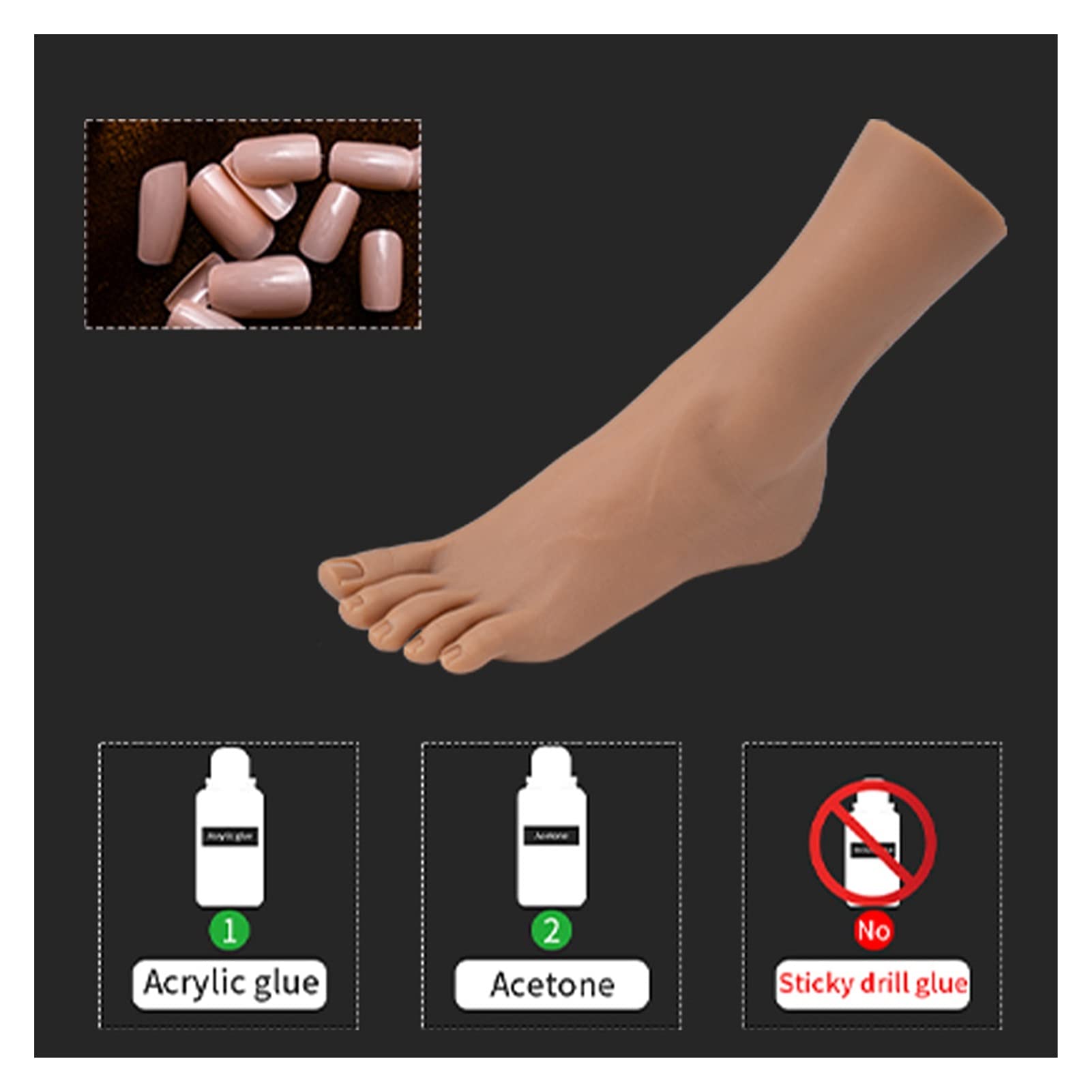 Silikonowa manicure Nail Art Practice Practice Foot Model Protety(Color 2 Left Foot)