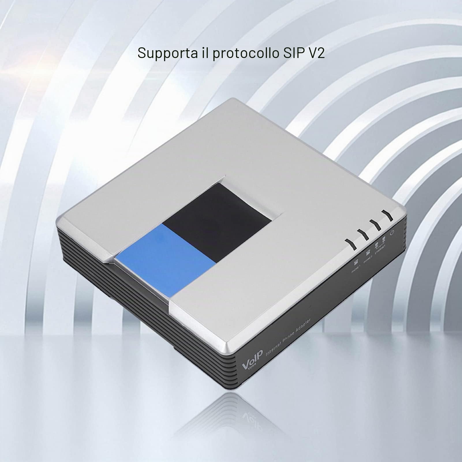 VOIP Gateway 2 Porte Sip V2 Protocollo Adattatore telefonico per Internet con Cavo di Rete per Linksys PAP2T (Spina Europea)(EU)