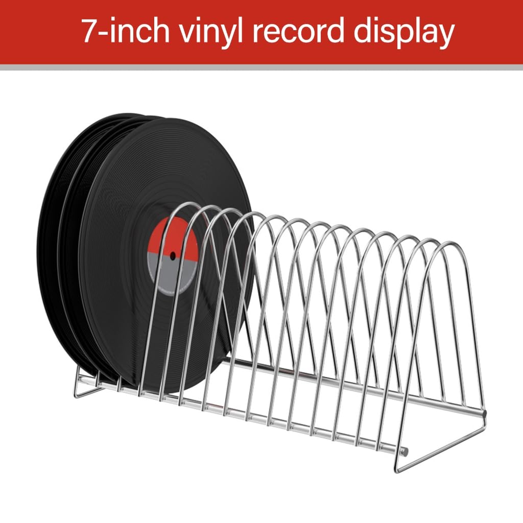 Metalowy stojak na płyty winylowe na albumy 17.8 cm i 30.5 cm, 15 gniazd, dla miłośników muzyki, rozwiązanie do przechowywania w domu, stylowe wyświetlanie płyt i łatwy dostęp