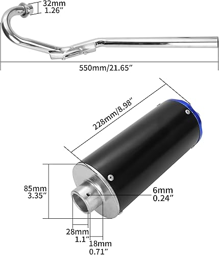 Miniatura 2 de Silenciador de escape de 1.102 in Conjunto de tubo de silenciador para XR50 CRF50 70cc 110cc 125cc Taotao DB10 DB14 SR110 Rocketa xpro db-x20 SDG