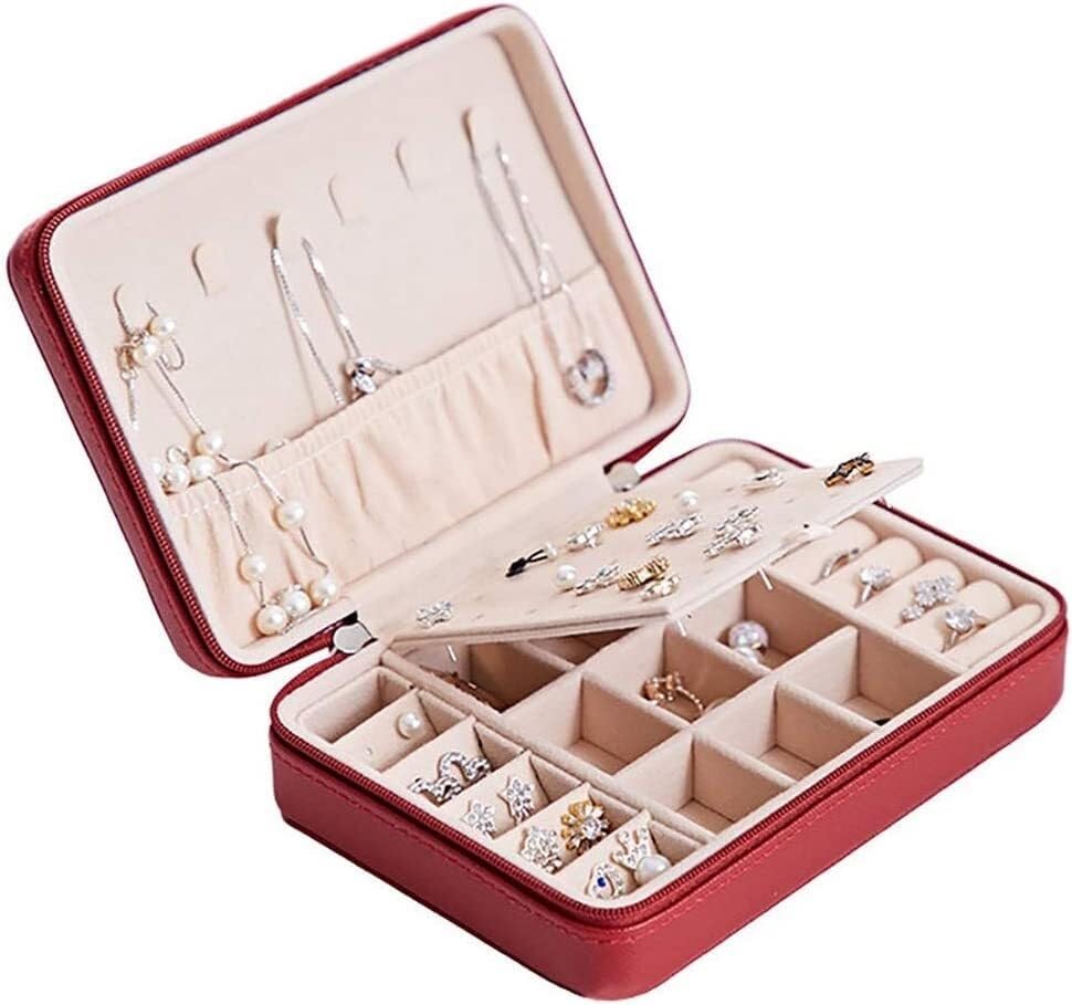 Boîte de rangement bijoux cuir organisateur colliers boucles d'oreilles