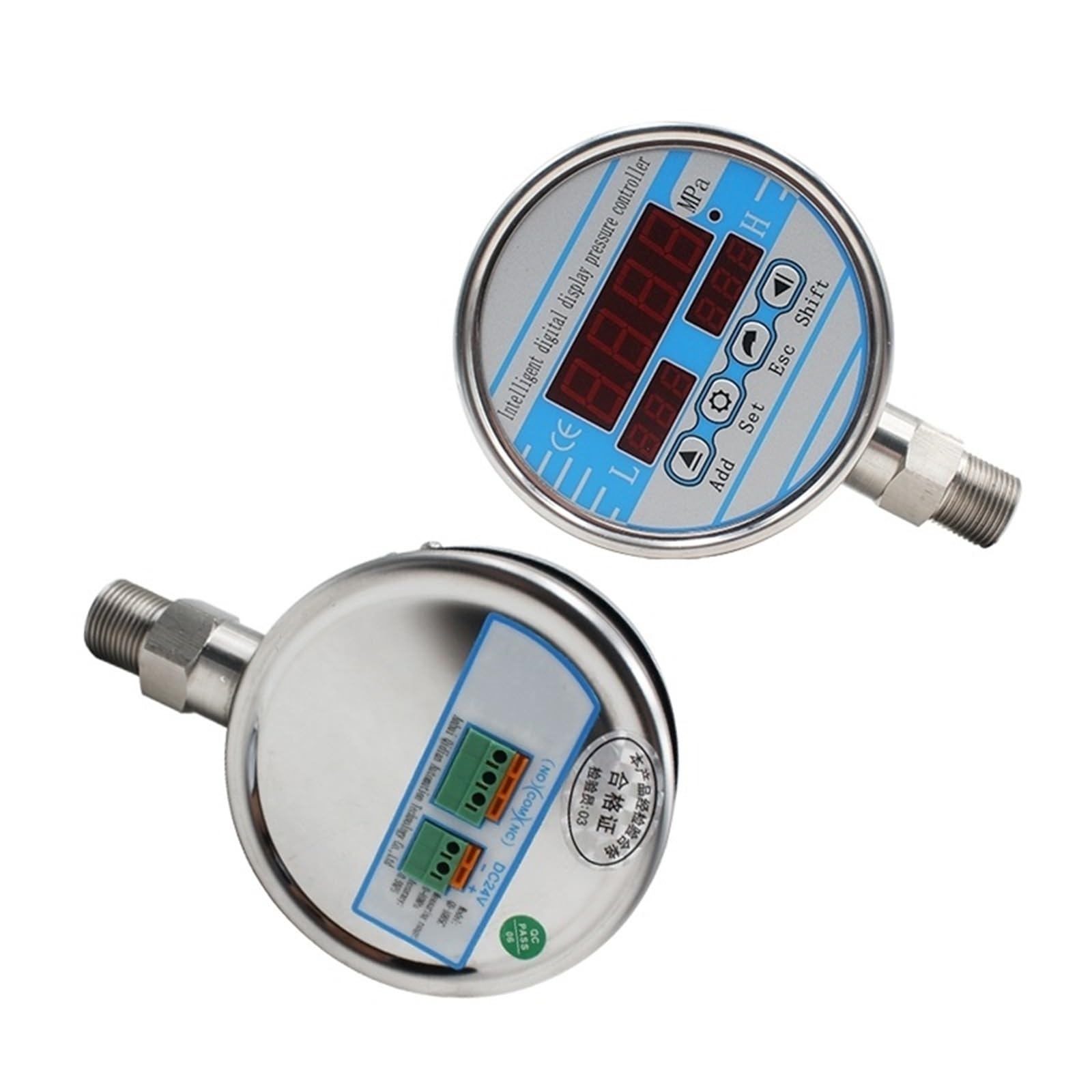 QDX50B Manómetro digital de 0-100 Mpa hidráulico contacto eléctrico con esfera 100 mm presión 200 bar 400 Rosca G1-2, rosca NPT1-4 1 pieza(G1-2 thread,0-10Mpa)