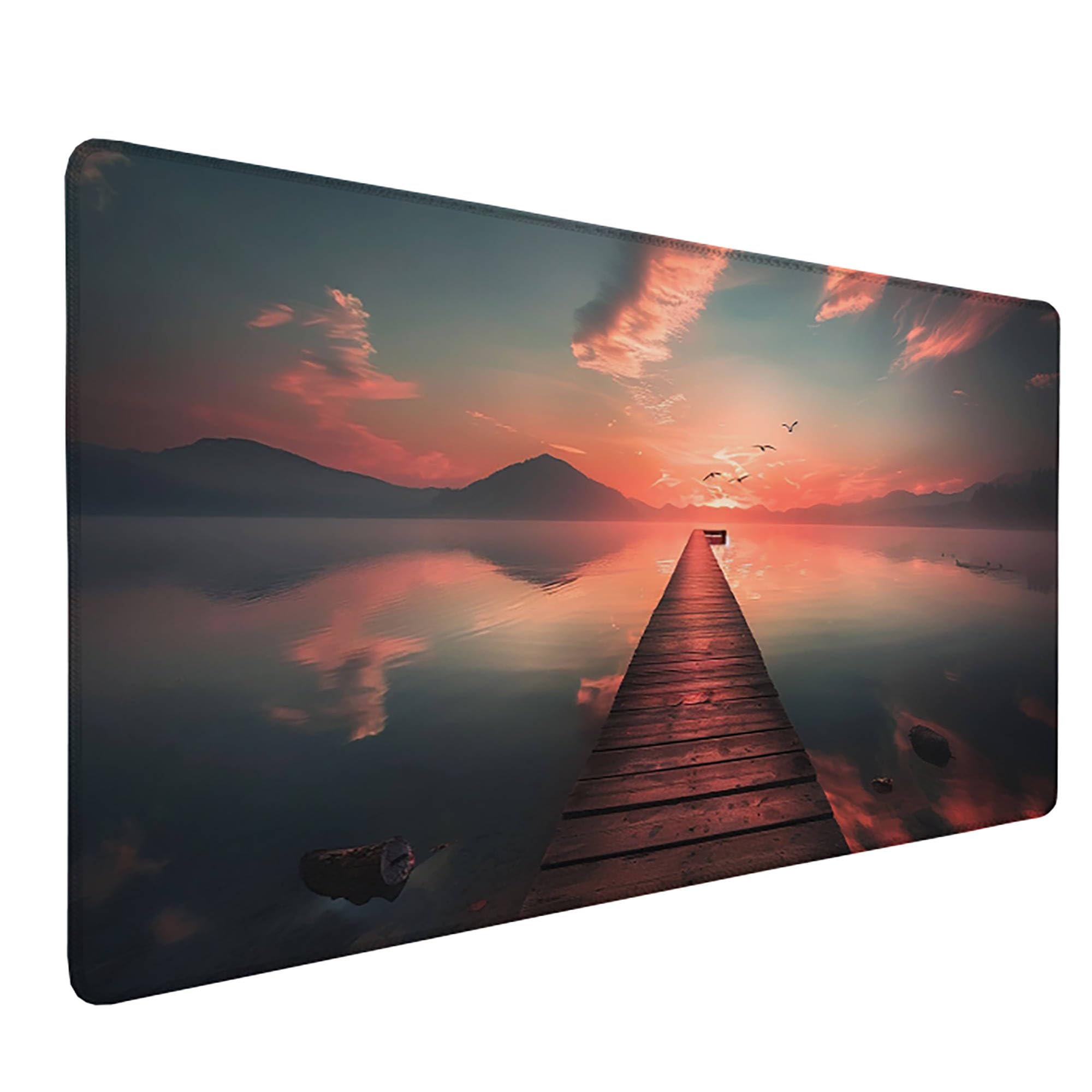 Różowa podkładka pod mysz XXL, podkładka na biurko, 1200 x 600 cm, szyte krawędzie, podkładka pod mysz, gumowa podstawa, ptak, podkładka pod mysz, stabilna przyczepność na gładkich