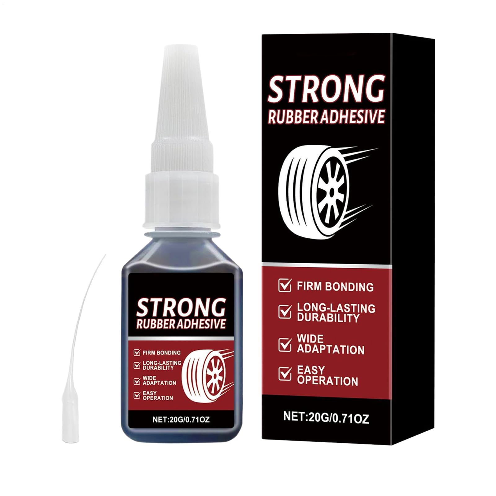 Glue for Rubber, Fast Drying Formula, 20g, Instant Rubber Bonding Glue, Strong Repair Sealant, Flexible, for Dashboard Panels Tire Tube Handle Interior Metal Leather Belt Craft Shoes