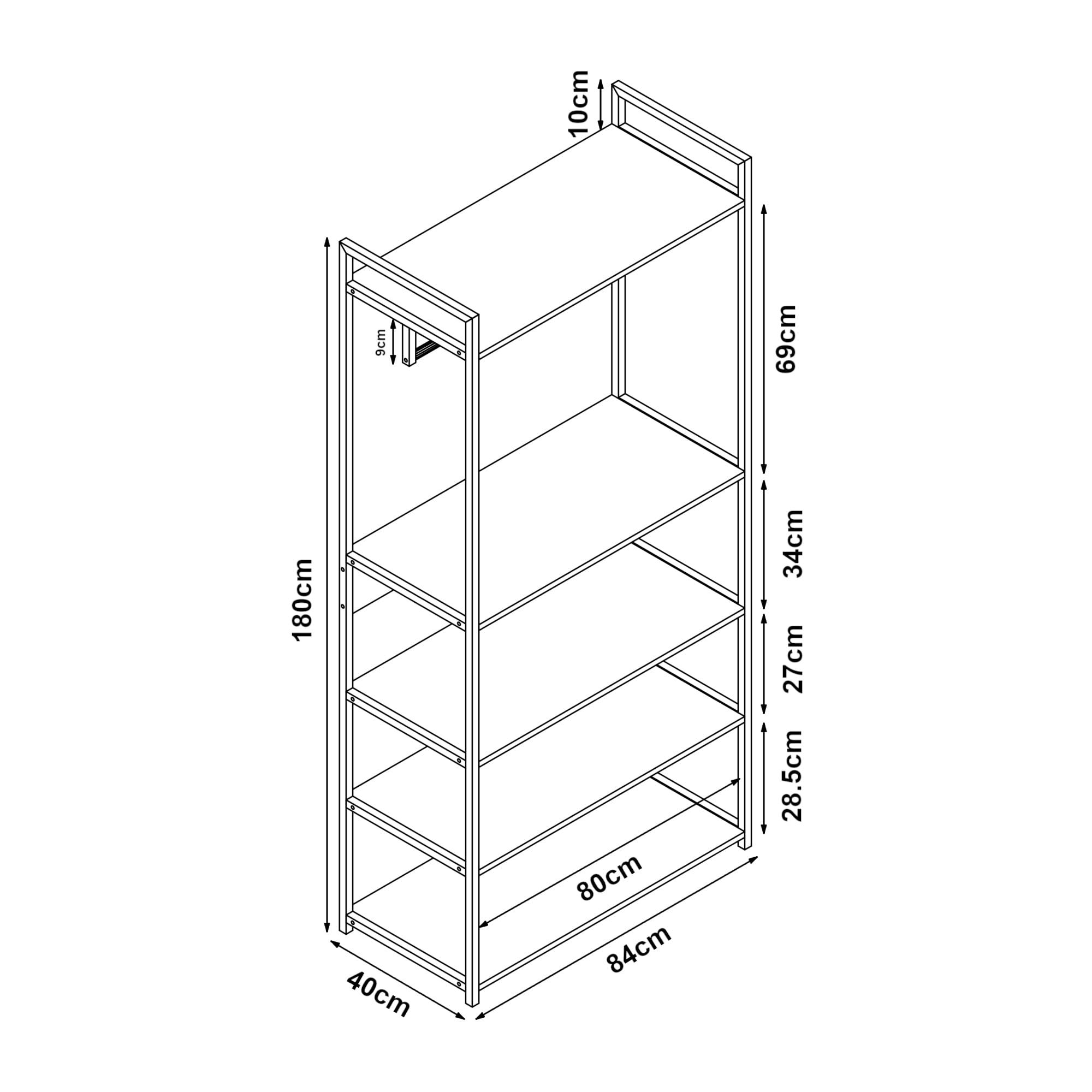 [en.casa] Organizzatore Guardaroba Stand Porta Abiti con Barra Appendiabiti e Ripiani Mobile Porta Vestiti per Cabina Armadio 180x80x40 cm Bianco/Effetto Rovere
