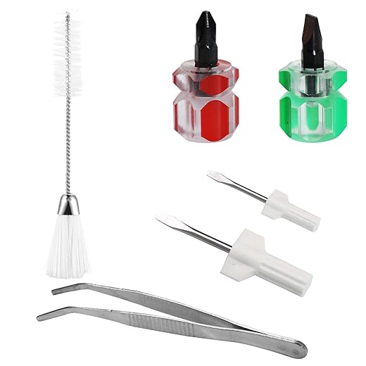 6Pcs Sewing Machine Cleaning Kit, Repair Machine Sewing Tools Includes Tweezers Double Ended Fluff Brush and 4 Short Screwdrivers, Sewing Machine Repair Tool