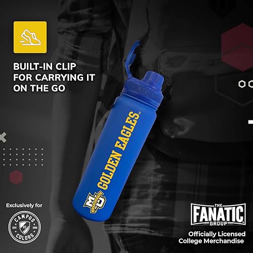 Vista 30 de Campus Colors Botella de agua de acero inoxidable de la NCAA, tapa giratoria, 24 onzas, clip de transporte, mantiene tus bebidas calientes o frías