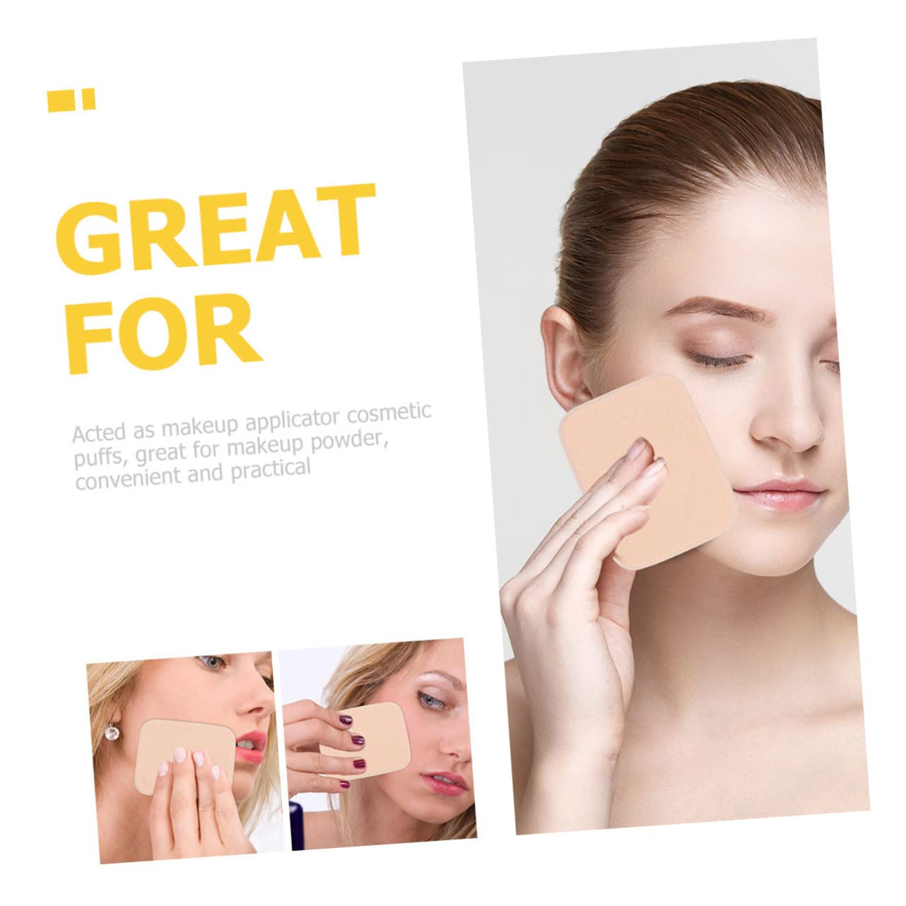 Healeved Set of 4 Women's Makeup Pads Soft Comfortable Cotton Makeup Puff Sponge Powder for Face Facial Pads Square Shape Tools