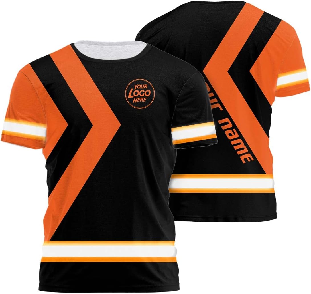 Company, Team Uniform High Visibility Shirt for Men Safety Shirt Custom Logo Name with Reflective Tapes AMZ02