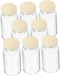 NUSITOU 8 Pçs Mini Jarra De Vidro Para Casa De Bonecas Frascos De Vidro Com Tampa Frascos De Armazenamento De Vidro Com Tampas Mini Ferramentas Mini Frascos Com Rolha Frascos De Amostra