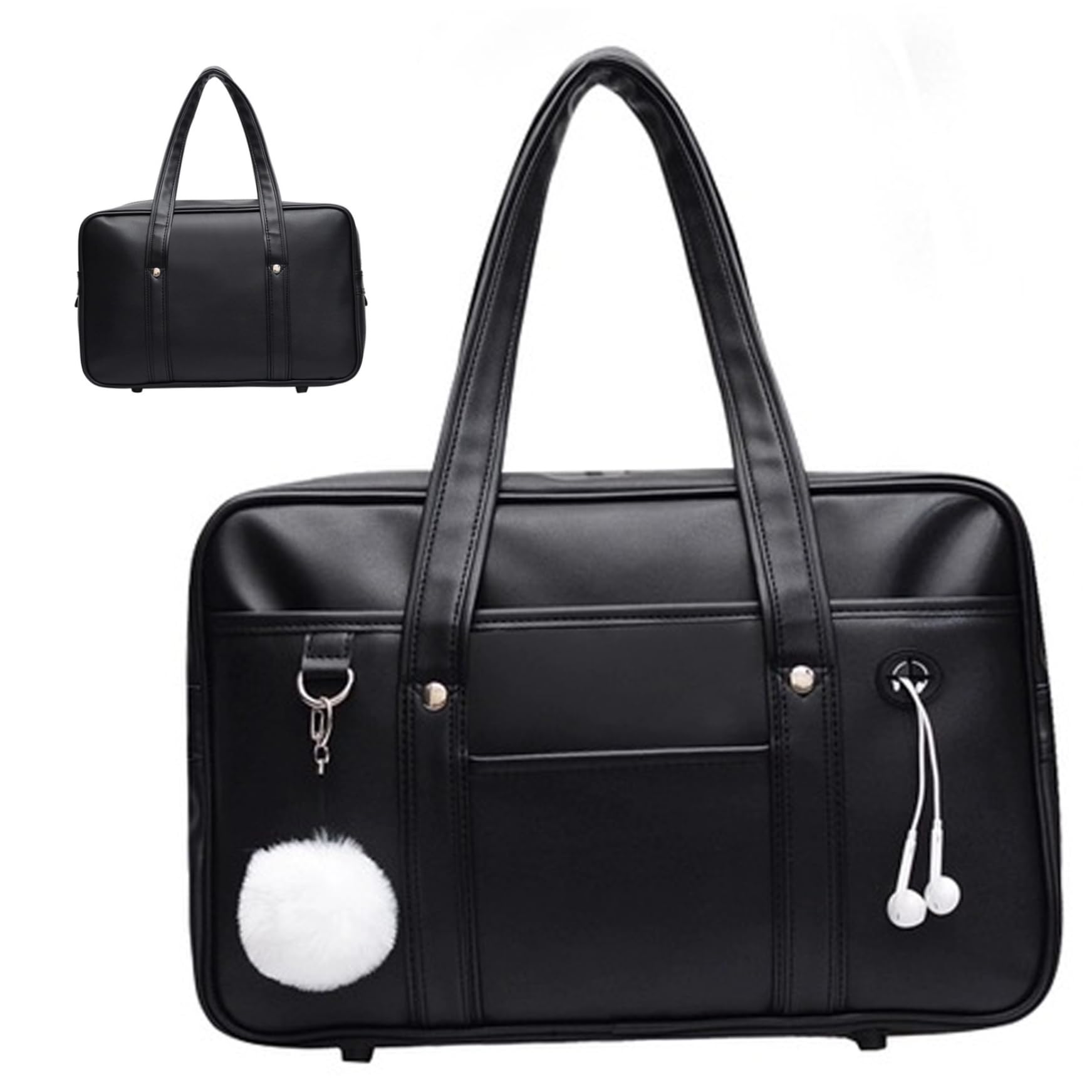 Borsa per la scuola giapponese, sacca giapponese in pelle di grande capacità con multi tasca