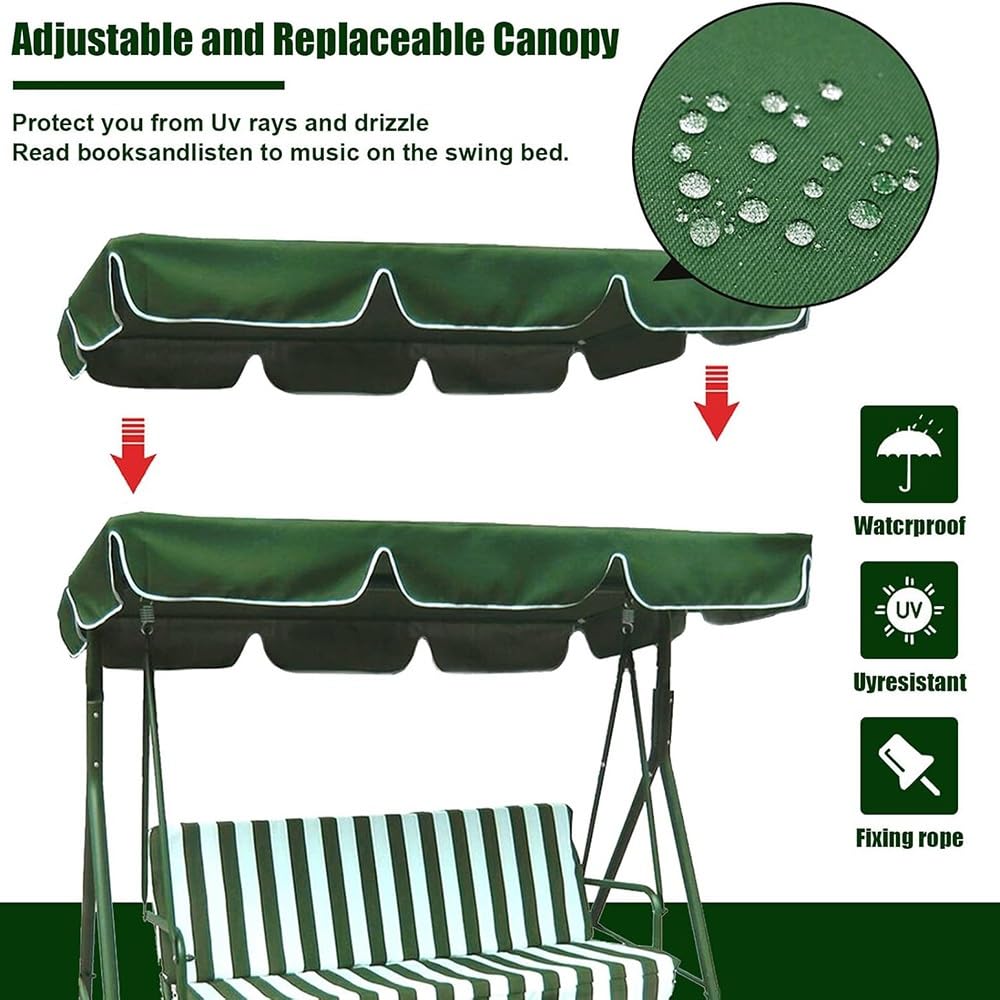 Hollywoodschaukel Dachbezug 164x114cm 249x185cm Ersatzdach Gartenschaukel 3 Sitzer Ersatz Bezug Sonnendach Bezug Für Hollywoodschaukel(Coffee,249 * 185 * 18cm)