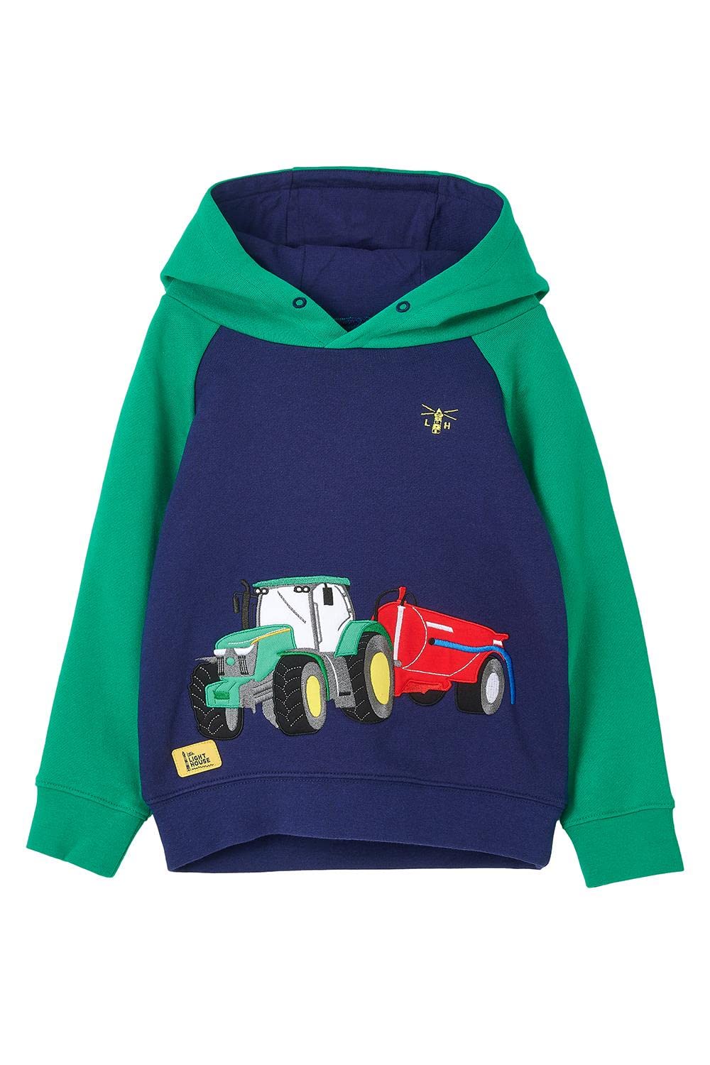 LightHouse Boys Jack Hoodie - Kids Warm Tractor Top - Green Tractor Slurry - 6-7 Years