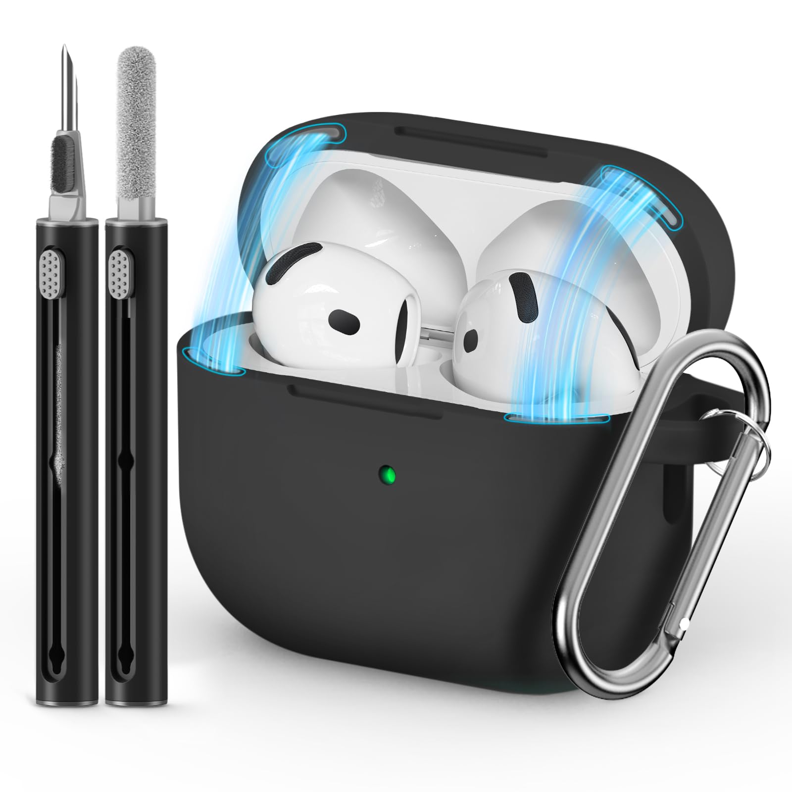 Inesore Compatible with AirPods Pro 3 Case with Cleaning Kit, Silicone Protective Case Cover for Apple Air Pods Pro 3rd (2025), Unisex Design - Black — view 68