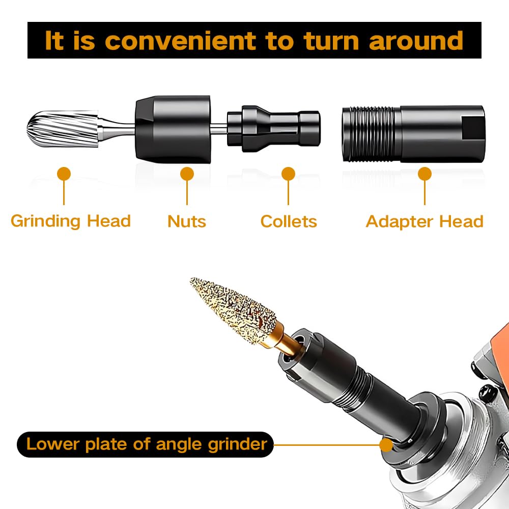 Zestaw adapterów do szlifierek kątowych, 2-częściowy zestaw adapterów do szlifierki prostej (6 mm + 3 mm) do wykończenia krawędzi, adapter szlifierski, polerowanie, narzędzie do konwersji do