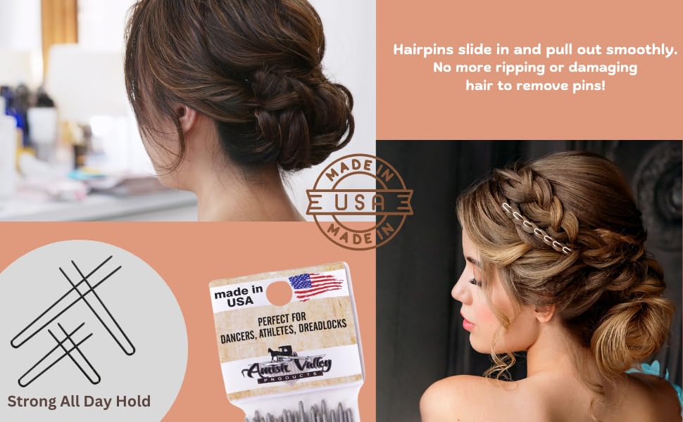 Miniatura 4 de Horquillas rectas de acero inoxidable resistentes y sin enganches hechas a mano (plata, 2 pulgadas)