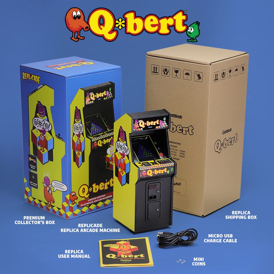 中古1/6スケールQ*bertレプリカミニアーケードゲーム機 New Wave Toys Q*bert x RepliCade Playable Arcade Video Game 11.3
