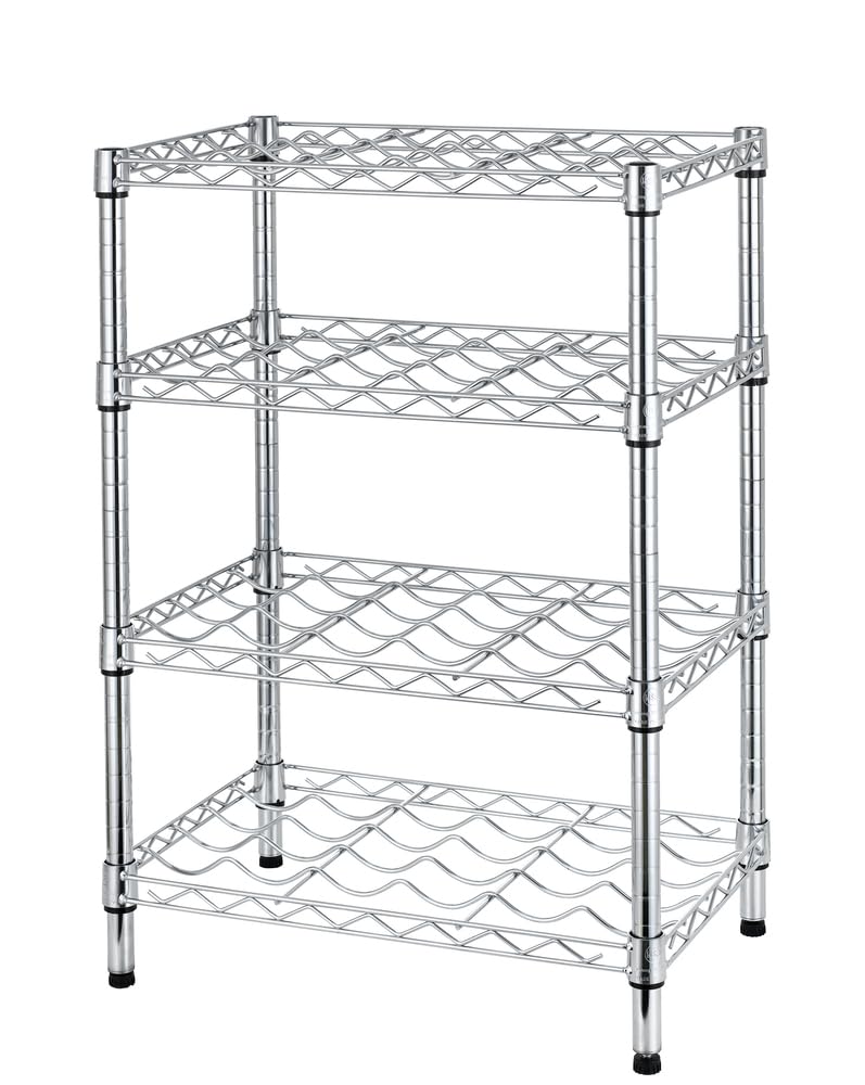 VERDELOOK | Porta Bottiglie a Filo in Acciaio Cromato, 36x56 – H.80 Scaffale Porta Bottiglie con 4 Ripiani Regolabili In Altezza, Portata Massima 25 Bottiglie, Piedini Regolabili