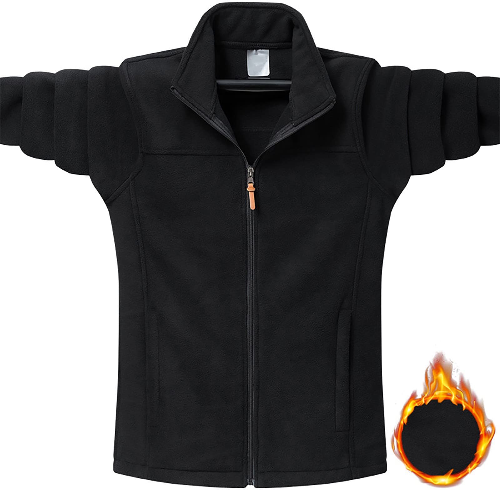 Polaire Homme Veste Hiver Blouson Chaude Manches Longues De Randonnée Zippé Gilet avec Poches Sweatshirt Fleece Jacket