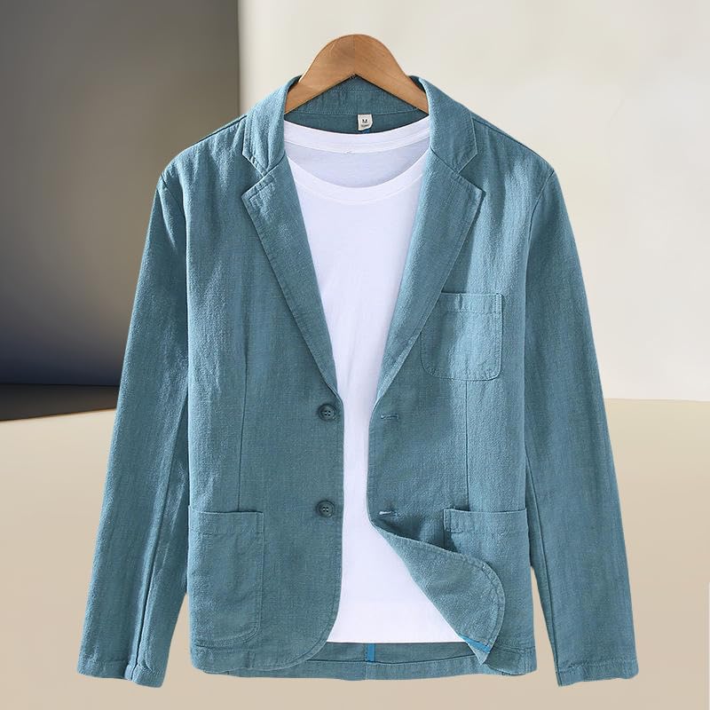 Veste en coton et lin homme style japonais à col revers décontractée