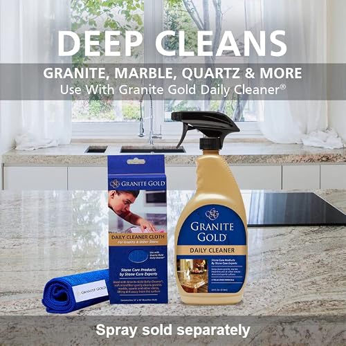 Granite Gold Daily Cleaner Cloth Streak-Free Cleaning for Granite, Marble, Travertine, Quartz, Natural Stone Countertops, and Floors, 12x12 Inch, 3-Pack