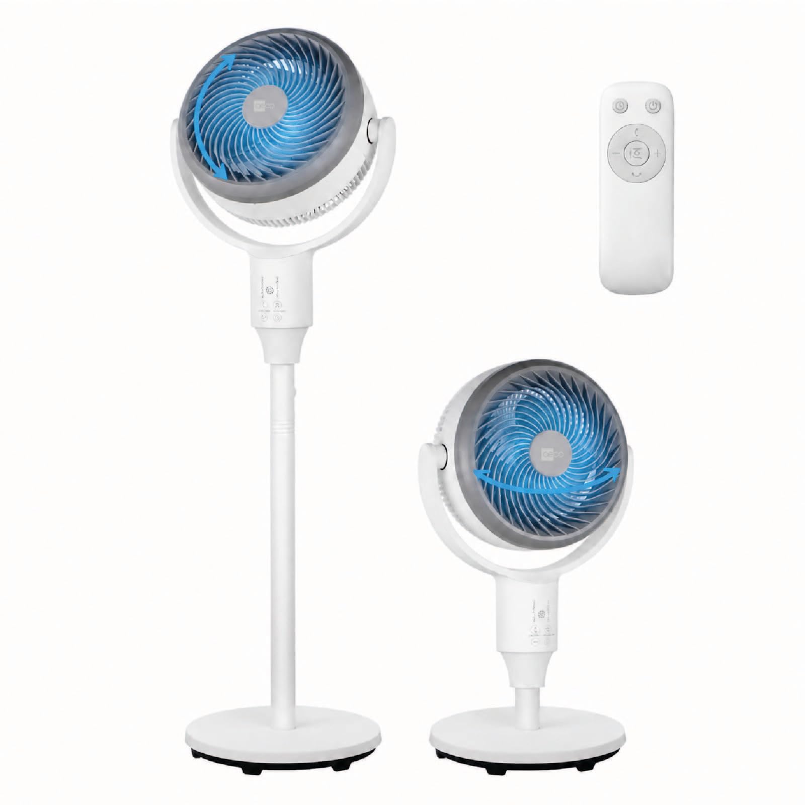 aeco AirX Duo 2in1 Tischventilator & Standventilator mit Fernbedienung | 61-118 cm Höhe | 135° + 85° Omni-Oszillierend | 4 Geschwindigkeit & 6H Timer | Leiser Fan für Schlafzimmer Büro Wohnzimmer