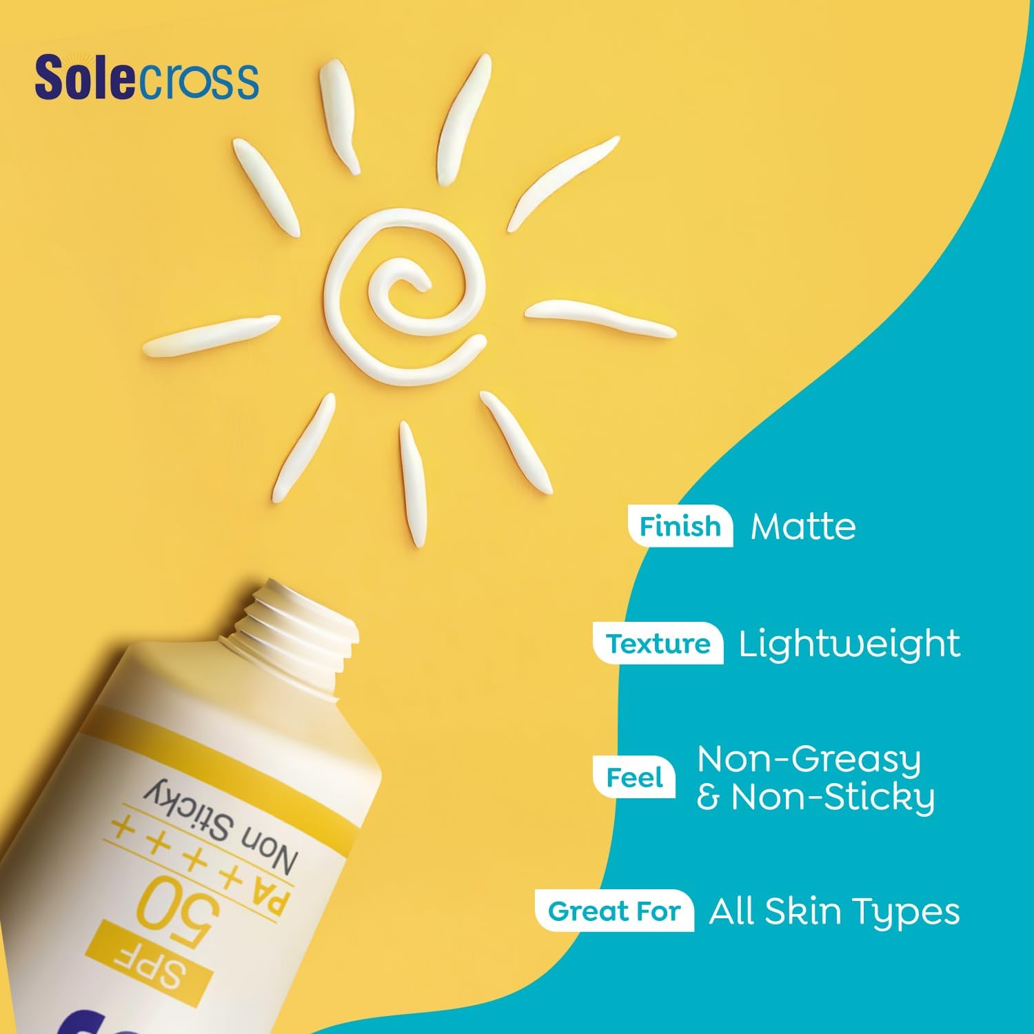 KDIT Sole-Cross Sun Block Lotion, SPF 50, PA++++, Non Sticky, Broad Spectrum UVA and UVB Protection, 50g 2