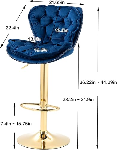 Miniatura 3 de SZLIZCCC Taburete de bar giratorio moderno de altura de pub, silla de comedor alta con asiento de terciopelo, respaldo, taburete hidráulico sin