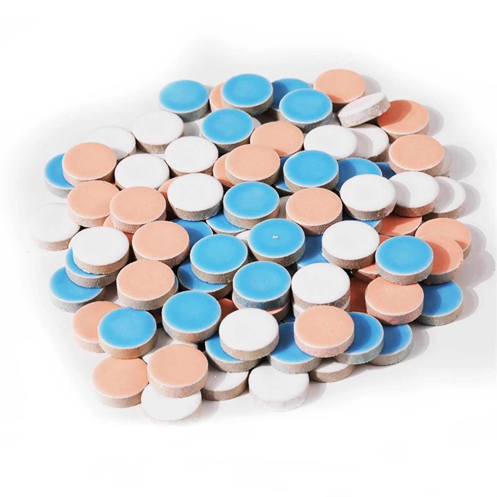 WBTAJZHY DIY Mosaic Kit 200g Multicolor Ceramic Tiles 90 Pcs(Whitepinkblue Mixed)