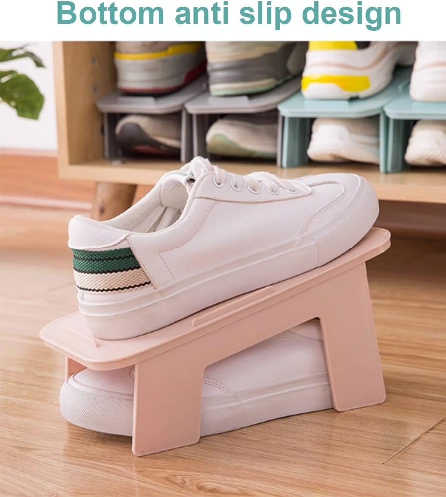 Shoe Slots Organizer A Set of 8 Shoe Slot Organizers, Double Layer Detachable Space Saving Shoe Folding Device