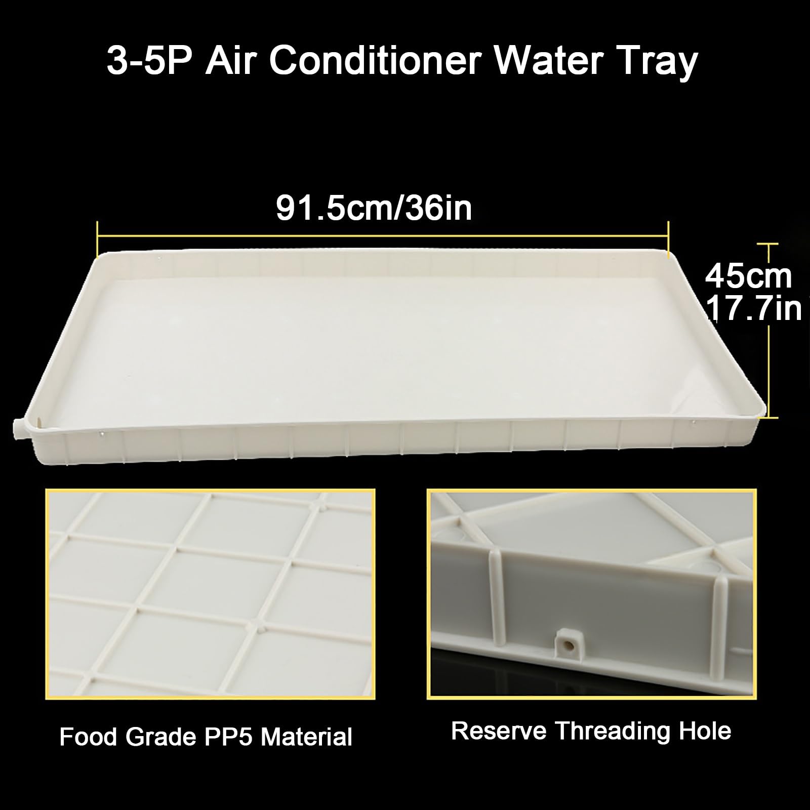Vaschetta di Raccolta Condensa per Condizionatore D'aria, in Plastica, con Tubo Flessibile, Perfetta per Sistemi di Condizionatori Split Interni/esterni a Pompa di Calore(91.5x45cm/36x17.7in)