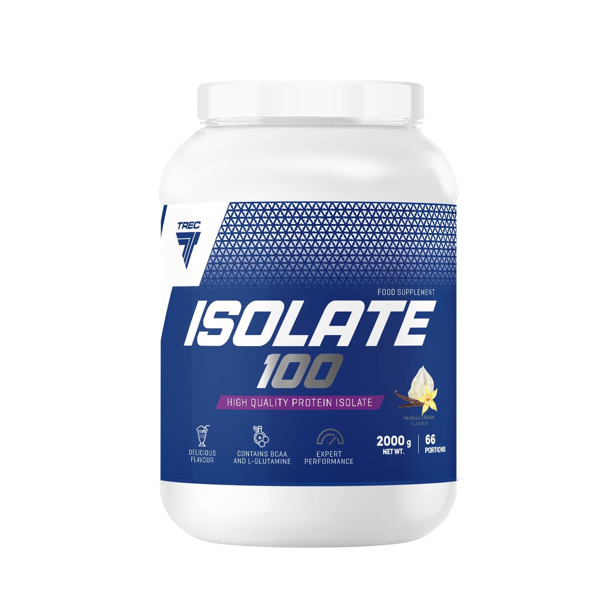 Trec Nutrition - ISOLATE 100 2000g JAR CREAMY-VANILLA - CFM Molkeproteinisolat, Aminosäuren, Ideal für morgens und nach dem Training