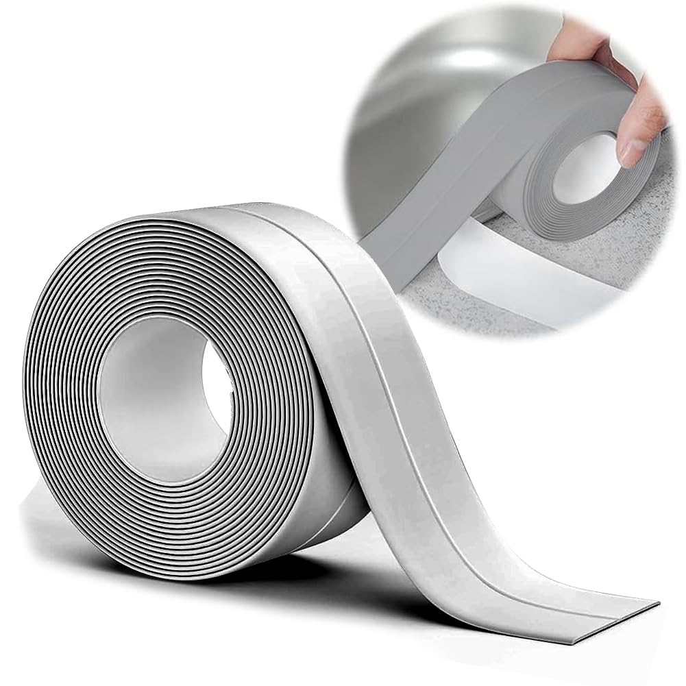 Weichsockelleiste Sockelleiste Selbstklebend Sockelleisten Grau - 16 x 16mm 6m PVC Flexible Knickleiste, Küchenabschlussleiste, für Badewannen, Badezimmer, Küche