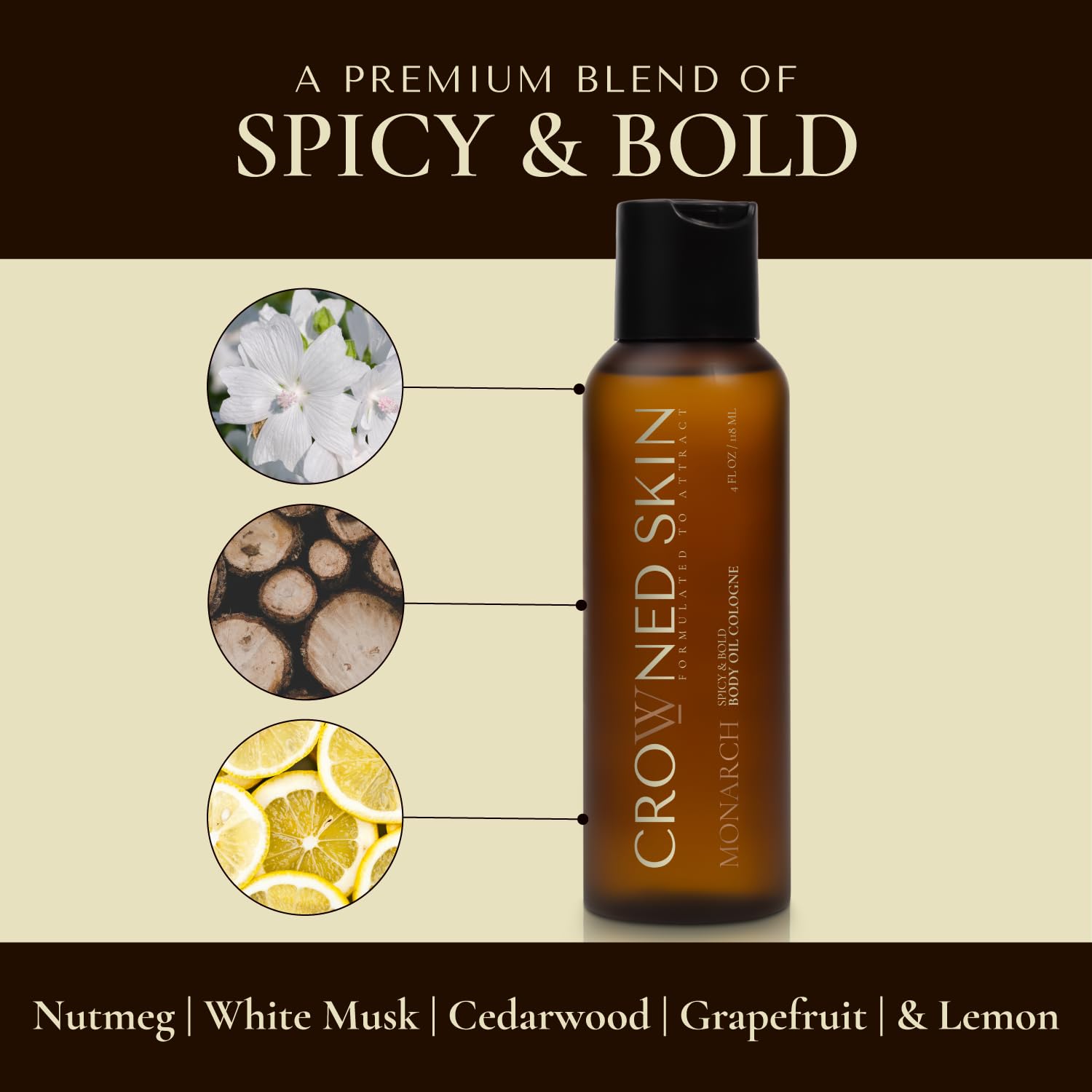 Crowned Skin Monarch Body Butter Cologne and Body Oil Cologne Bundle | As Seen On Shark Tank | Skin Care Set with White Musk & Cedarwood Scent | Natural Shea & Mango Butters | All-Day Fragrance