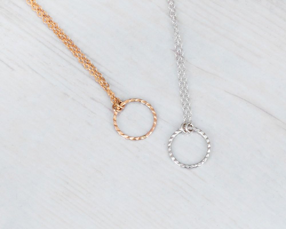 Open Circle Karma Necklace – Dainty Gold or Sterling Silver Choker, Women Jewelry 13.5"–16.5"