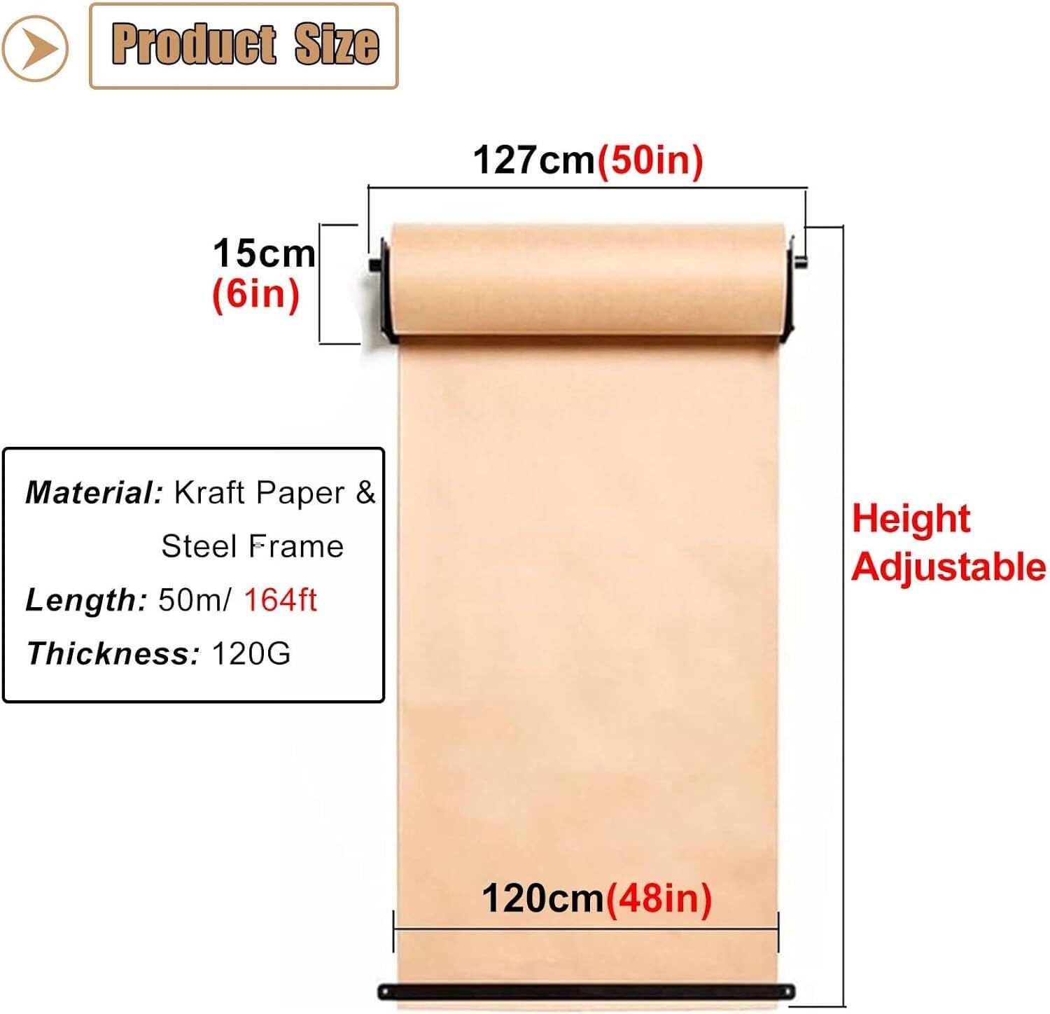 Dozownik papieru kraft do montażu na ścianie, wisząca rolka papieru z obcinakiem(120cm/48inch wide)