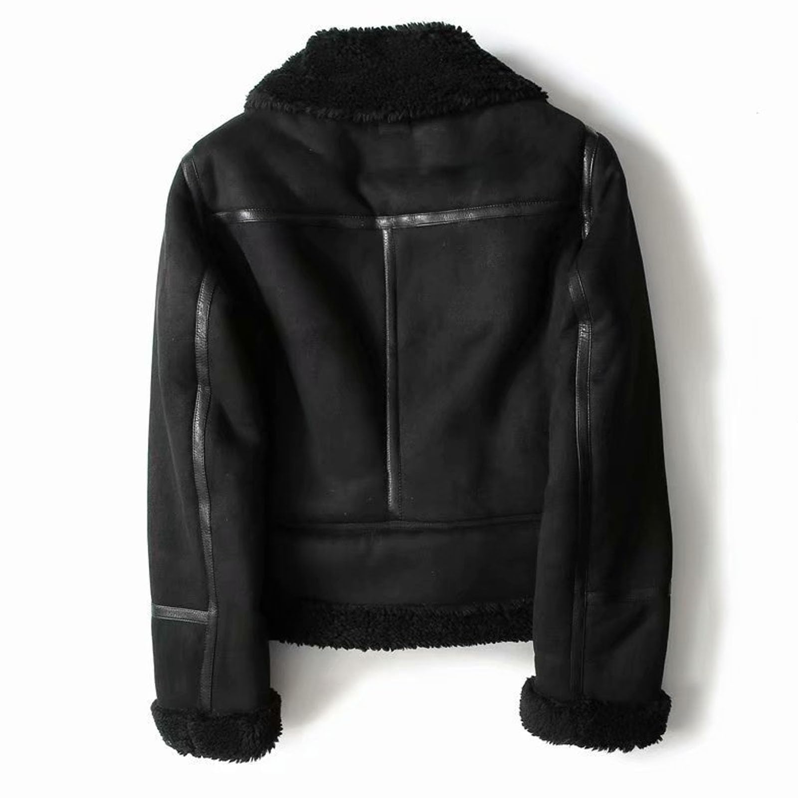 Veste en similicuir pour femme, parka épaisse doublée avec fermeture éclair et poches